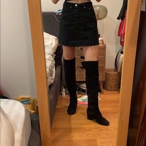 Over the knee black suede boots